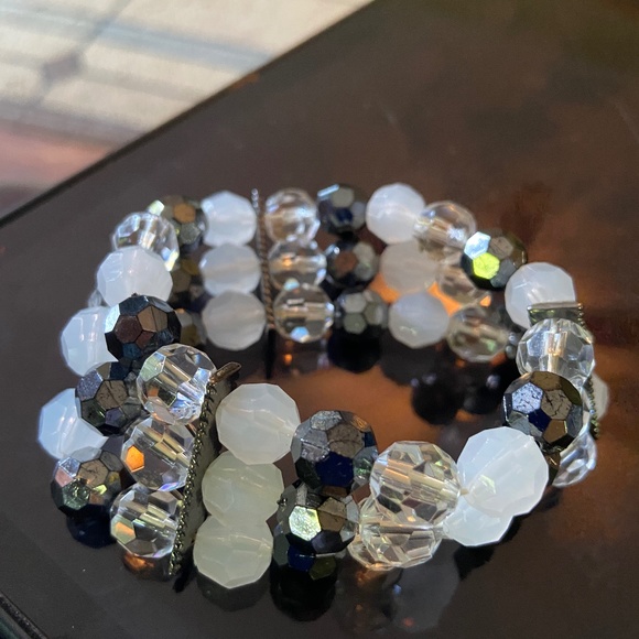 Jewelry - Bracelet costume stretch black white and crystal